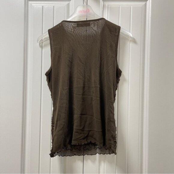 Vintage Embellished Sequin Sleeveless Top Brown - Picture 5 of 11